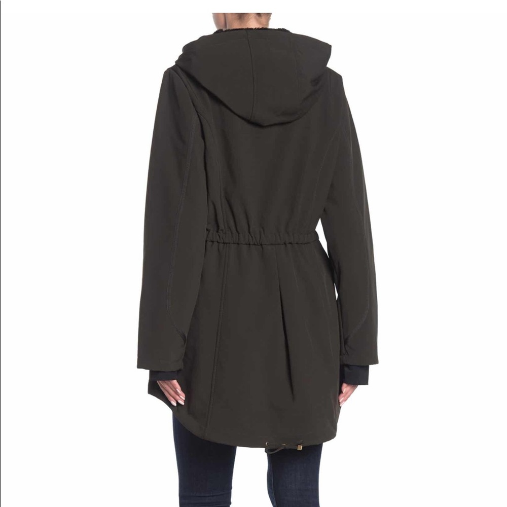French Connection Hooded Black Trench Coat